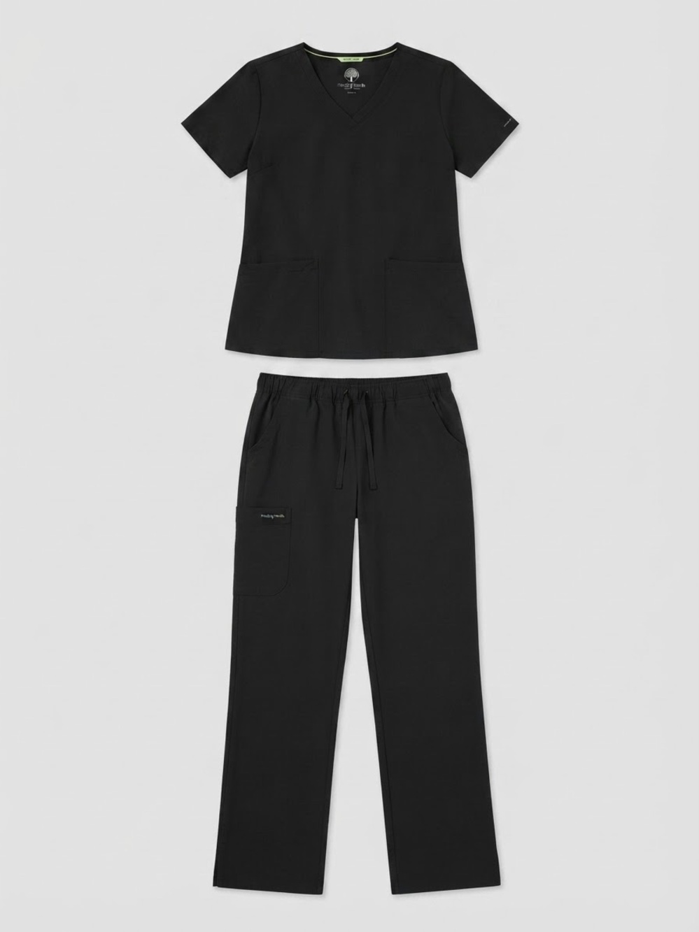 healing hands Women's Black Pajama-Style Scrub Set
